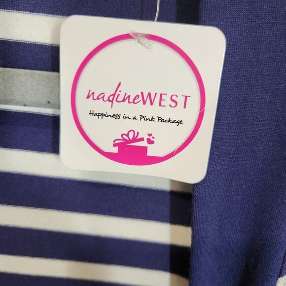 Shiela Rose‎ Striped Open Front Jersey Cardigan in Navy and White - Size 2X - Picture 5 of 7